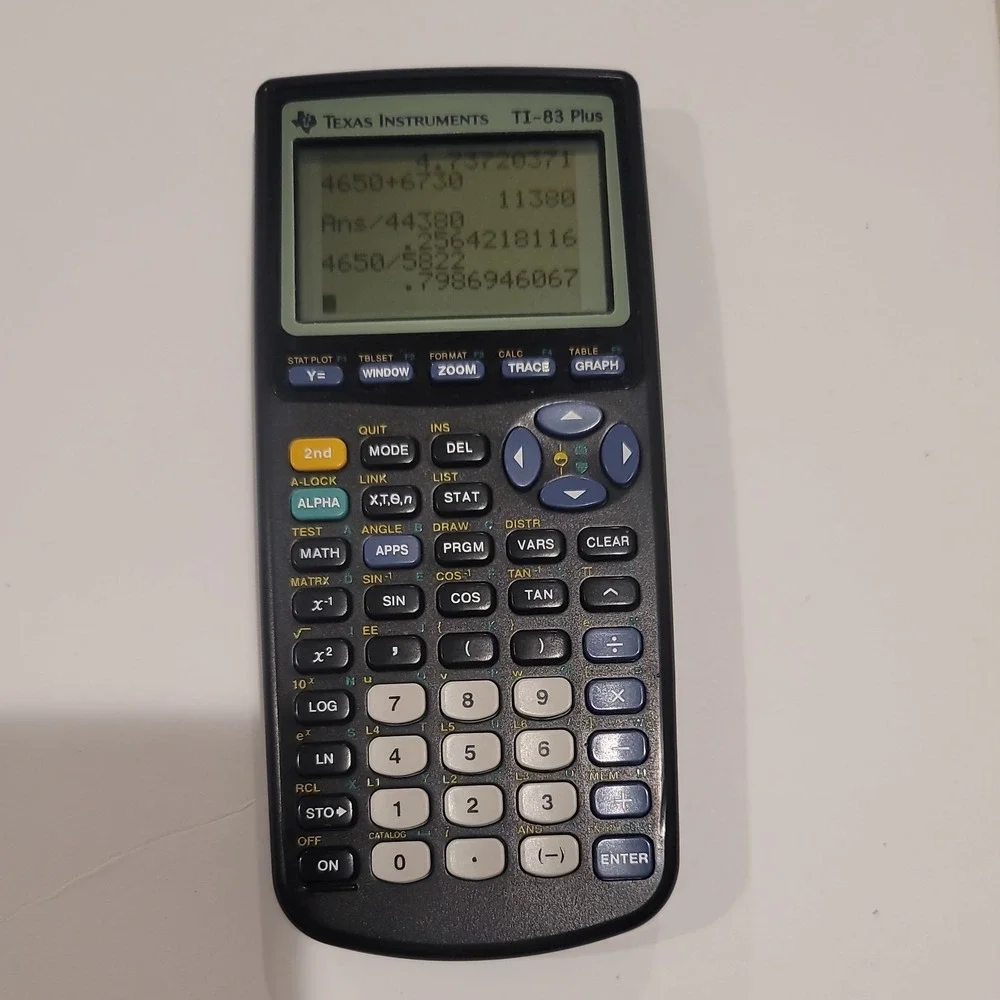 Texas Instruments TI-83 Plus Graphing Calculator Math Black Tested Working